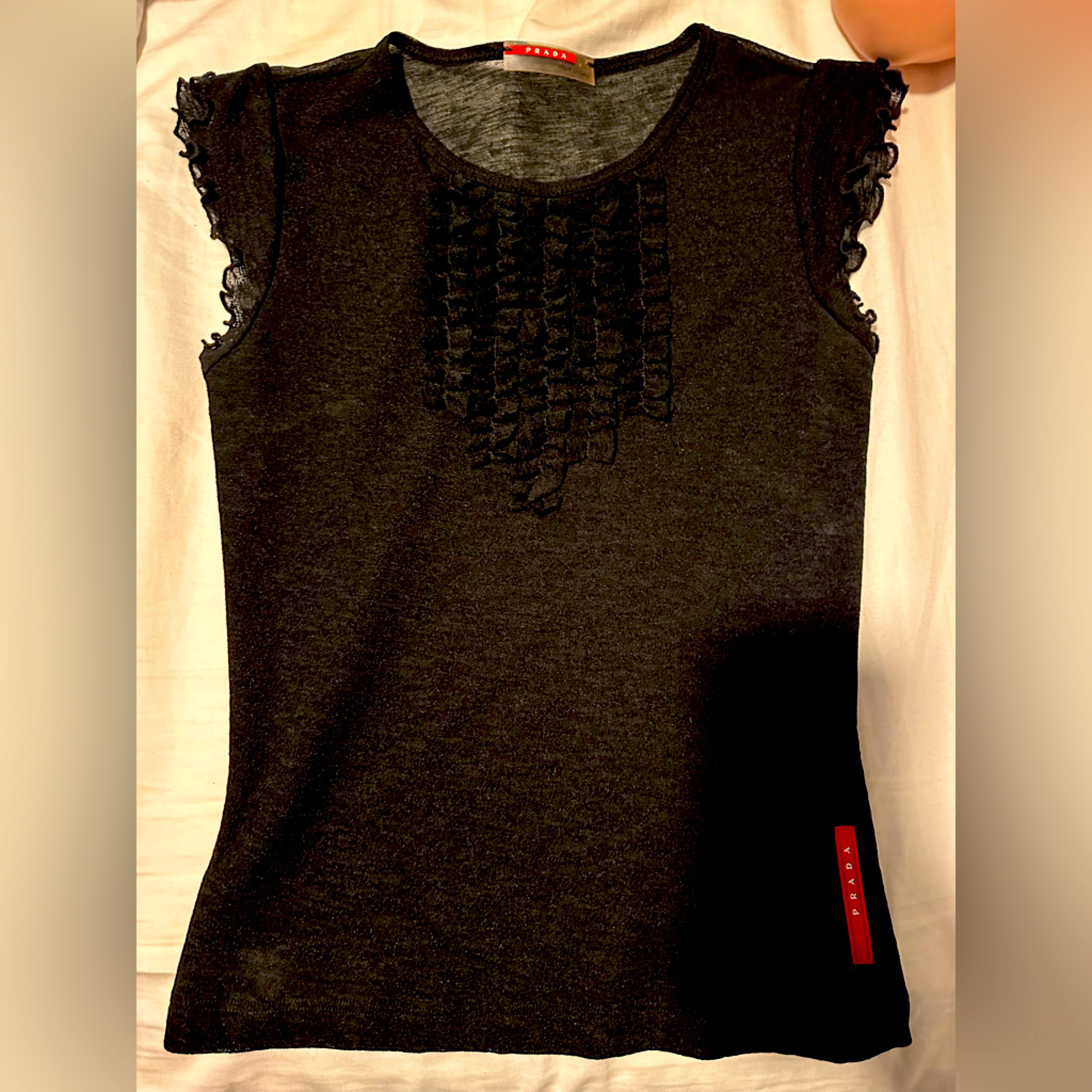 Prada Black Ruffled Sleeve Top
